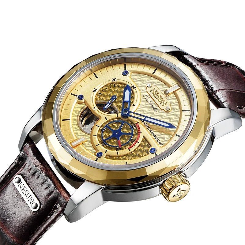 

Switzerland Luxury Brand NESUN Skeleton Tourbillon Watch Men Auto Self-Wind Men's Watches 100M Waterproof Sport clock N8601-1