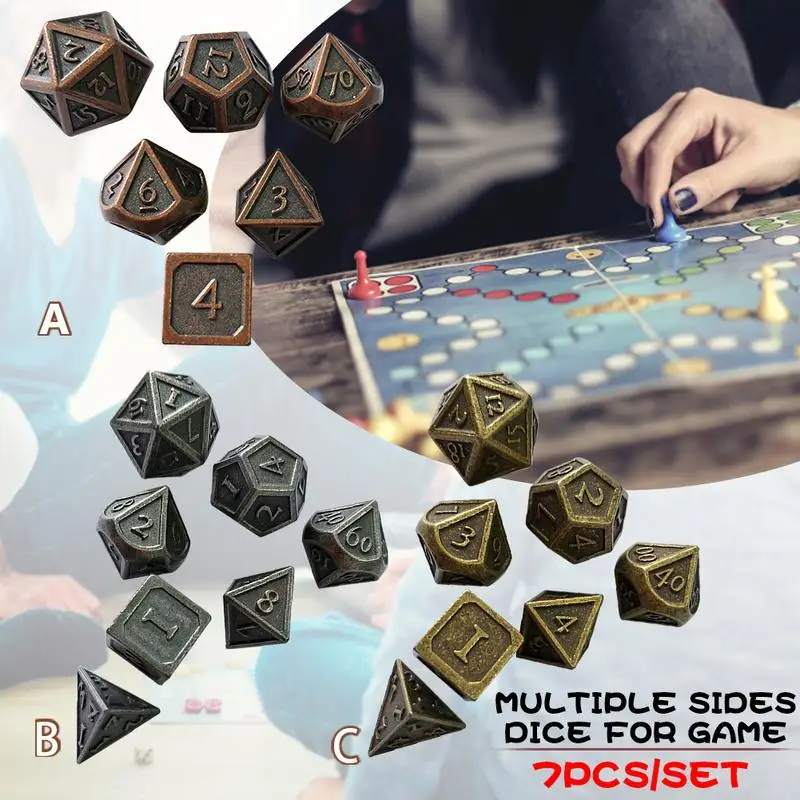 7 قطعة/المجموعة الإبداعية RPG النرد D & D المعادن مجموعة نرد ل الزنزانات التنينات مبتكرة المعادن مجموعة نرد الترفيه لعبة