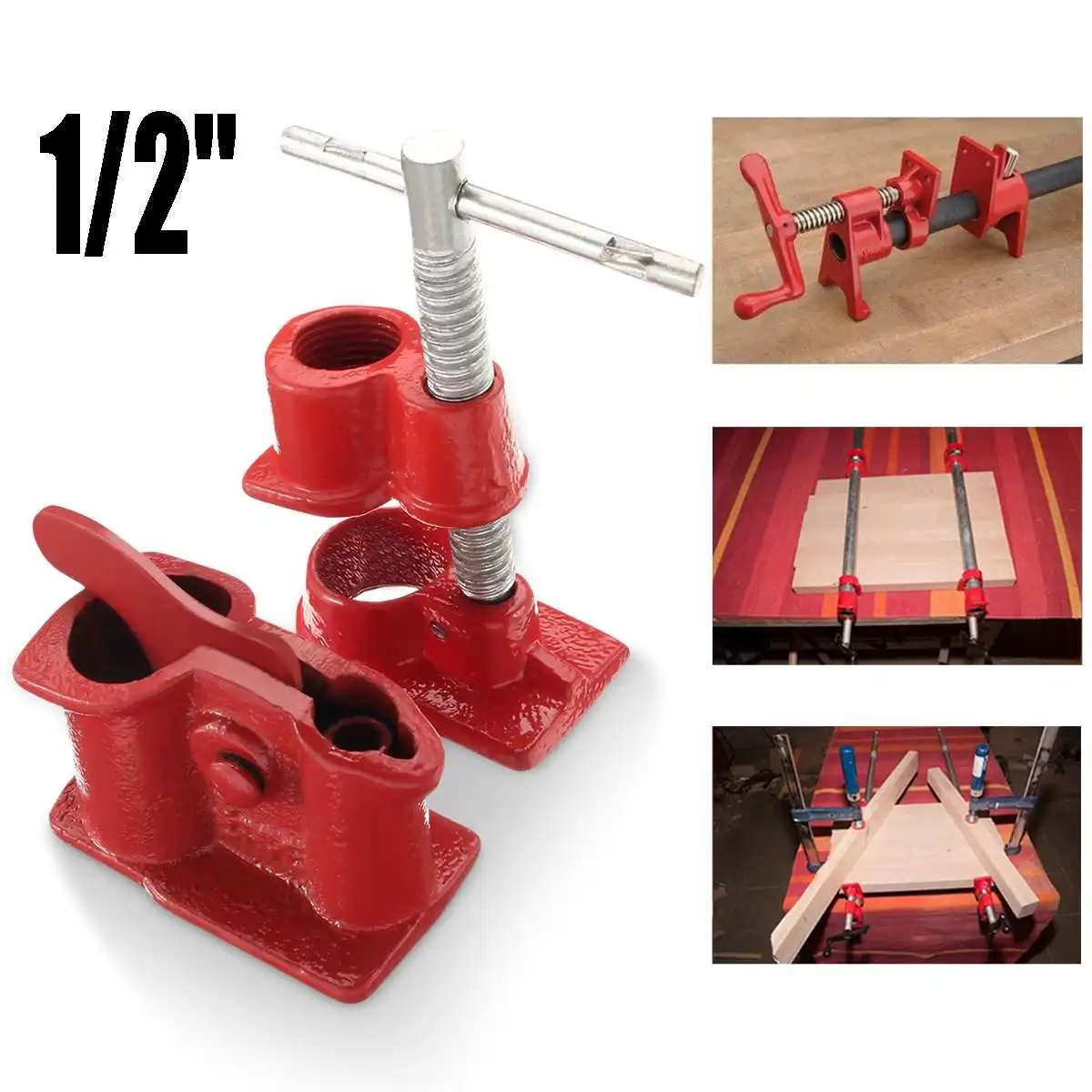 

1/2 Inch 3/4 Inch Iron Wood Gluing Pipe Clamp Clip Set Light Profesional Woodworking Carpenter Tool 2 Size
