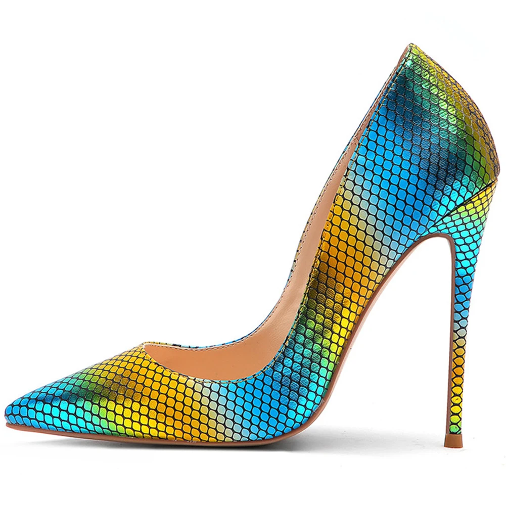 Women Snakeskin Thin High Heel Pointed Toe Party Wedding Stiletto Pumps