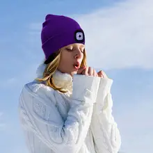 Теплая уличная светящаяся вязаная шапка с светодиодный тонкий свитер Кепка светодиодный светящаяся Шапка Вязаная Шапка-бини зимняя шапка свитер Повседневный