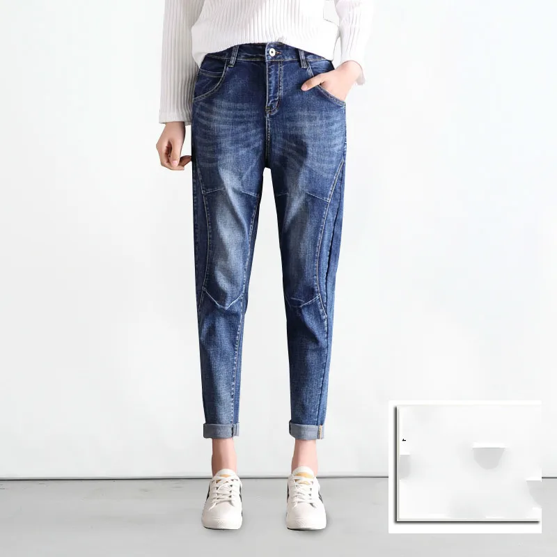 

2019 Spring Summer New High Waist Boyfriend Jeans Women Blue Harem Denim Pants Mom Jean Femme For Women Jeans Plus Size 5XL