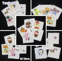 2PCS Mini Printed Cotton Children Hankies Cartoon Lace Hanky Floral Random Color Cloth Girl Boy Kids Handkerchief Fabrics pink random floral printed jacket