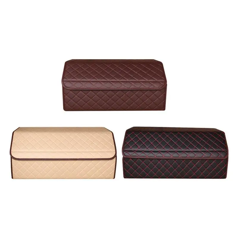 

Universal Car Trunk Organizer Cargo Container Storage Box Foldable Cover Handle Reflective Tape Textured Leather Portable M-XL