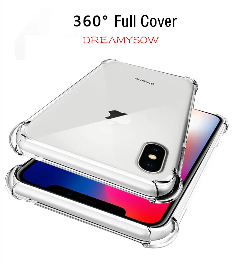 

Transparent Airbag Drop-Proof Soft Case for iphone XS MAX XR 7 8 Plus 6 6s X 10 7Plus Anti-Knock Colorful Clear Silicone Covers