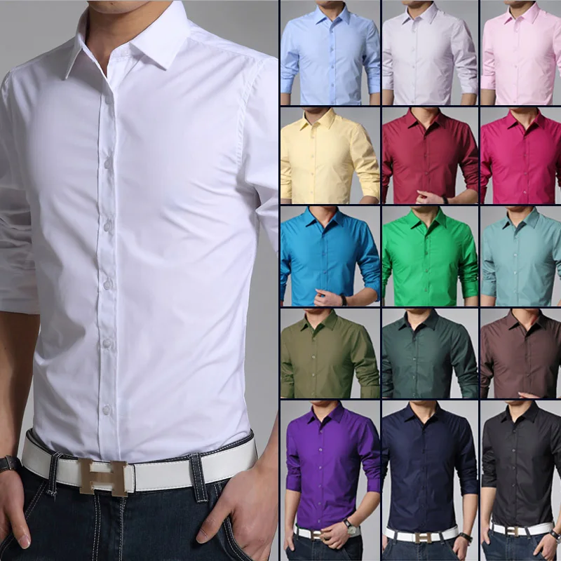 New 2019 Men s Pure Cotton Shirt Slim Fit Fashion Long Sleeve Casual Business Shirts Men 5