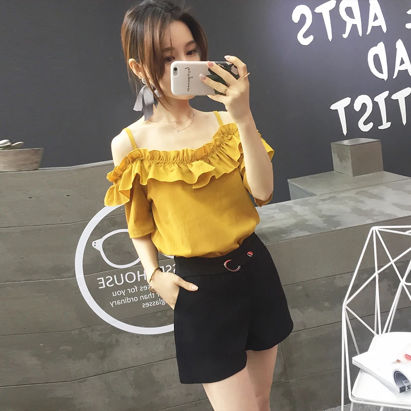 Повседневное Cami Top Для женщин блузка 2019 Летние повседневные женские с открытыми