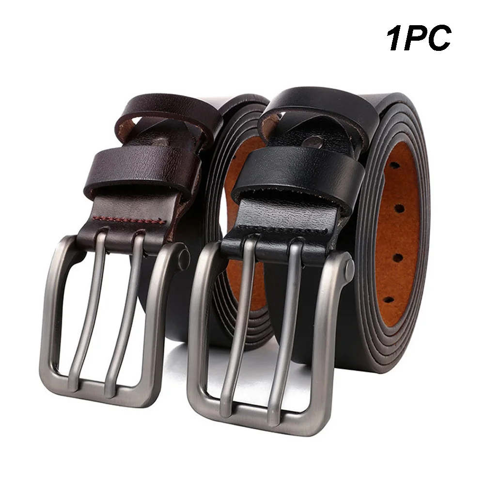 

Men Belt Double Needle Buckle Lengthen Large Size Leather Strap Casual Business Pin Girdle