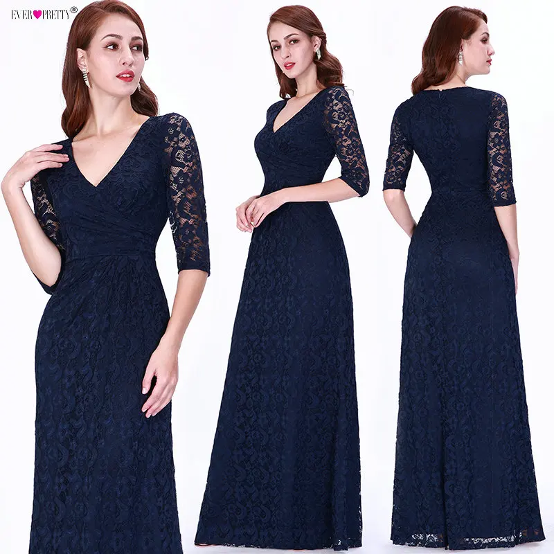 

Lace Mother Of The Bride Dresses Ever Pretty Autumn Winter Elegant A Line V Neck Half Sleeve New Year Formal Party Gowns Vestido