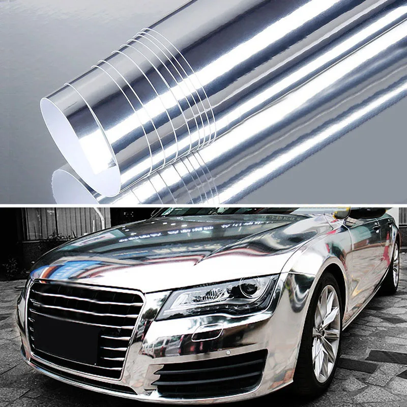 

58*152CM Car Silver Chrome Mirror Sheet Wrap Vinyl Film Sticker Stretchable