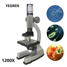 Microscopio con iluminación y aumento de 1200X para regalo, microscopio monocular biológico para aprendices o niños estudiantes, microscopio educativo para biología