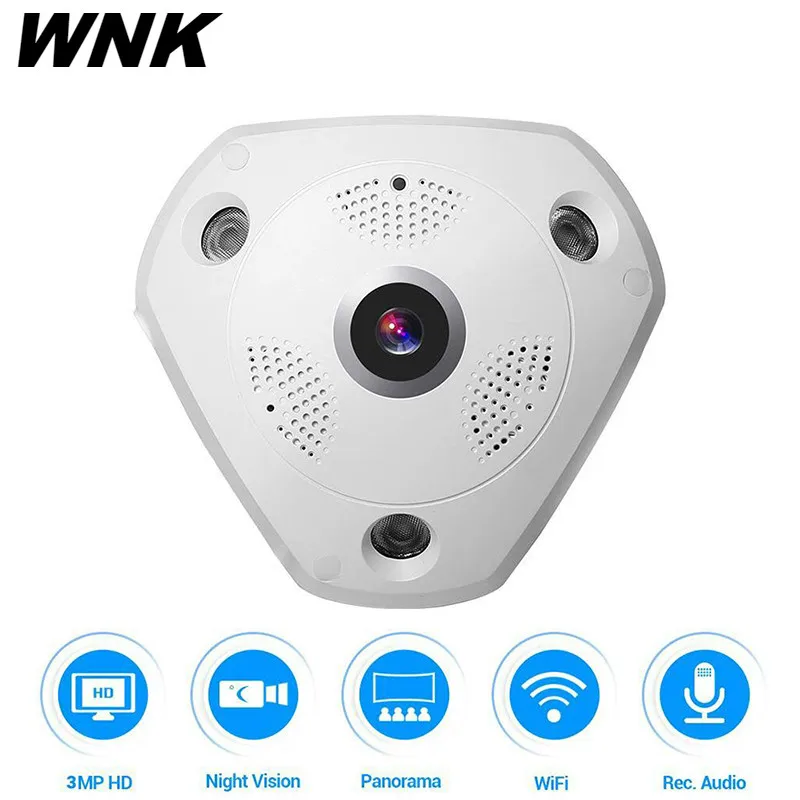 2019 WNK VR Беспроводная ip камера 3.0MP WiFi 360 градусов панорамная рыбий глаз