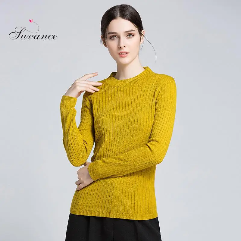 Suvance Autumn Casual Solid 4 Colors Long Sleeves Knitted Quality Pullover Sweaters | Женская одежда