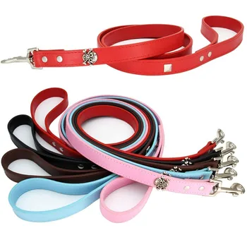 

5 Color Dog Leash Leather Lead Pet Dog Puppy Walking Running Leashes Training Rope Belt For Small Medium Dogs Pet Supplies S/M