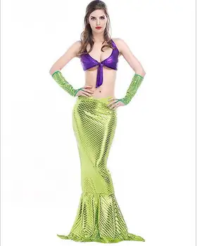 

Ariel Mermaid Hot selling The Little Mermaid Princess Beauty Dress +bra+gloves Halloween Cosplay Costume suit