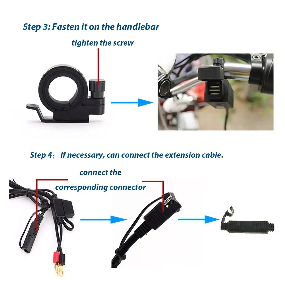 Универсальное зарядное устройство SAE для мотоцикла с двойным USB