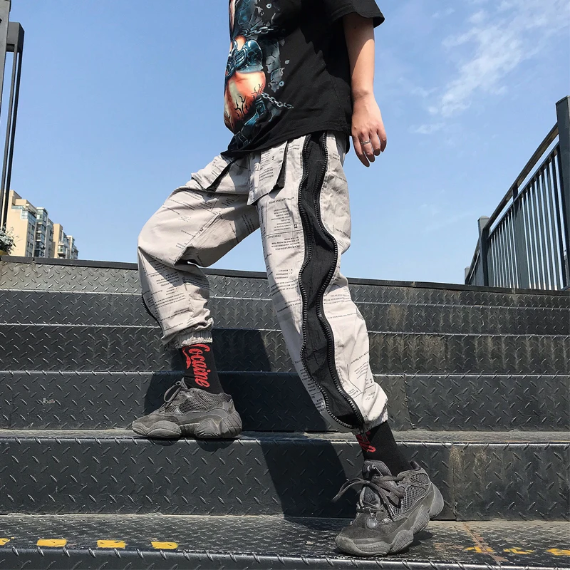 Men's Trousers 2019 Summer New Loose Letter Printing Nine Points Pants Zipper Feet Pants Personality Youth Casual Men's Clothing Men's Trousers 2019 Summer New Loose Letter Printing Nine Points Pants Zipper Feet Pants Personality Youth Casual Men's Clothing