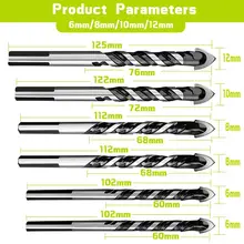 HHO 6 шт керамическая плитка сверла, Кладка Сверла Набор для стекла, кирпича, бетона, дерева карбида вольфрама наконечник для настенного зеркала