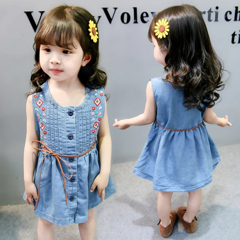 

Summer clothes for infants and young children Pure cotton children Denim dress Girls dress Princess dress Embroidery