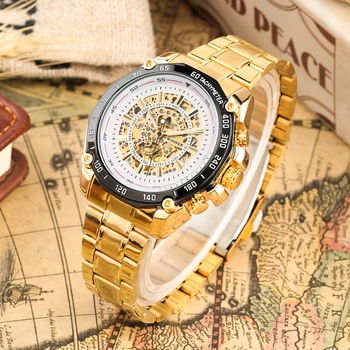 

Luxury Stainless Steel Skeleton Mechanical Watch Automatic-self-winding Business Style Clock Male Gifts Reloj Hombre