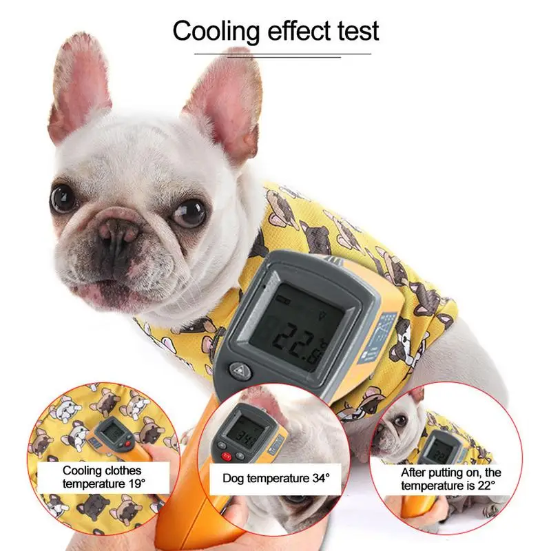 

Pet Cooling T-shirt Vest Quick Cooling With Cute Print Three Layers Design Windproof Dog Clothes