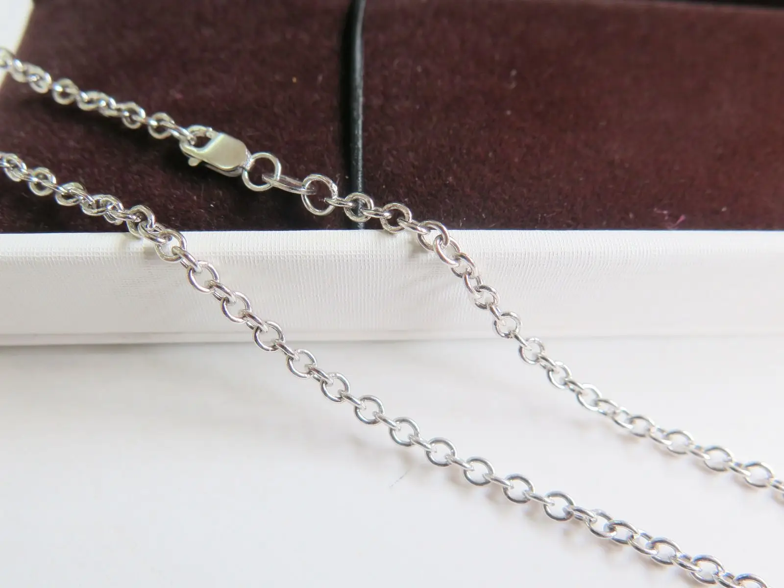 

NEW 18K White Gold Special Round Cable Link Chain Necklace 40cm L