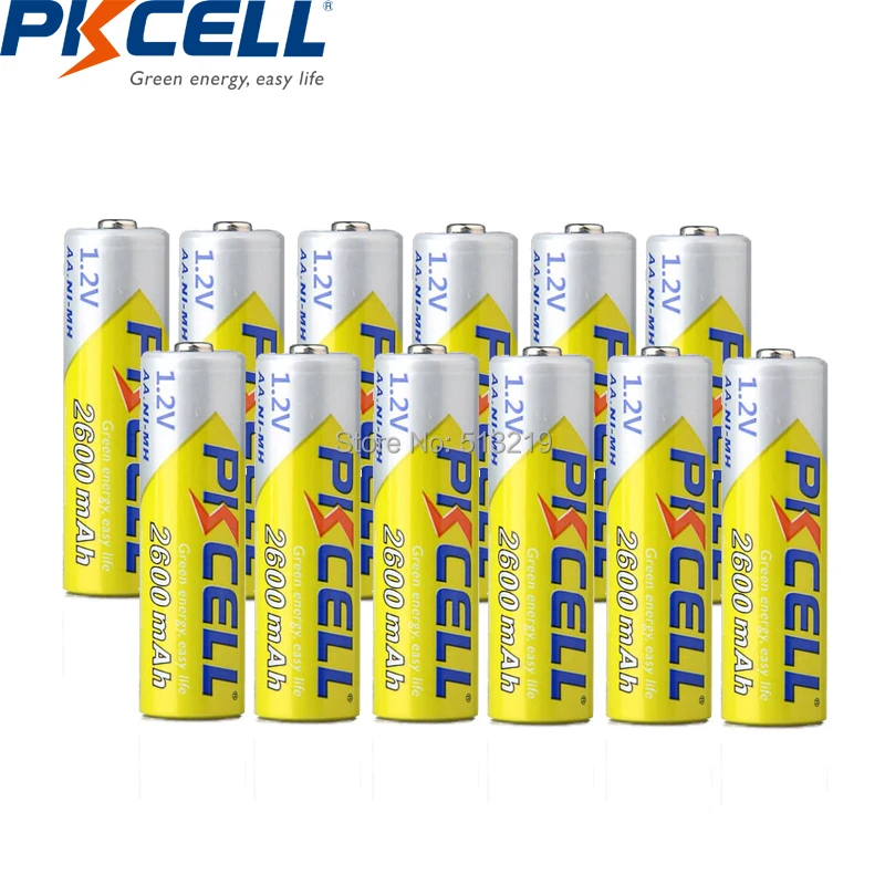 12 шт./лот аккумулятор PKCELL Ni-MH AA 2300-2600MAH 1,2 V NIMH Аккумулятор AA для фонарика, пульта дистанционного управления