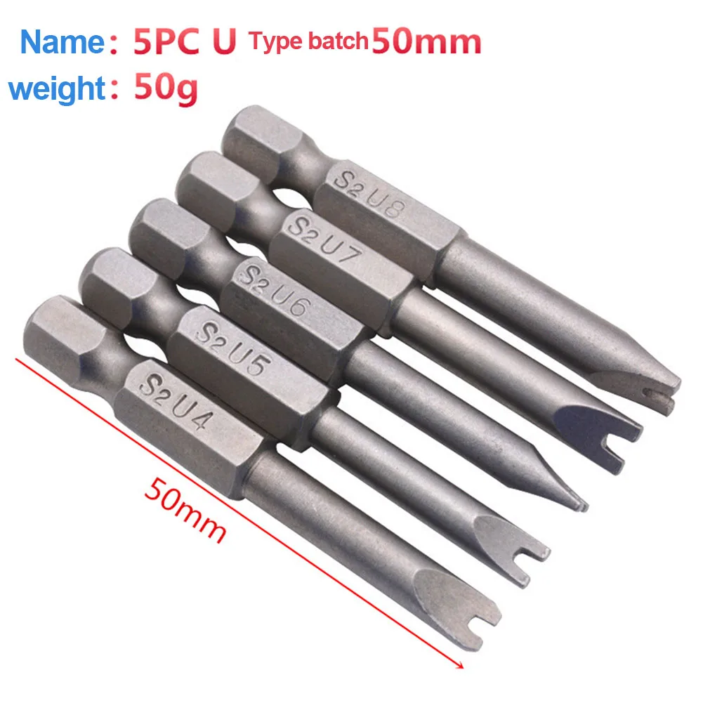 

5Pcs/set U-shaped Tip Screwdriver Bit Alloy Steel Portable Durable U Shaped Hex Screwdriver Drivers Tamper Proof Drill Bit