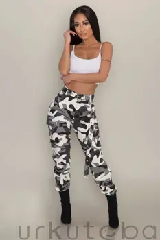 

Women Casual High Waist Cargo Trousers Ladies Camouflage Print Loose Strench Long Pants
