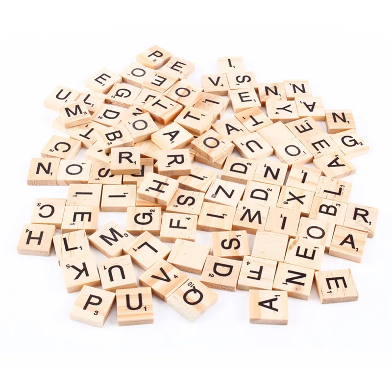 Горячая продажа 100 шт деревянные ремесла Алфавит Scrabble плитка буквы и цифры