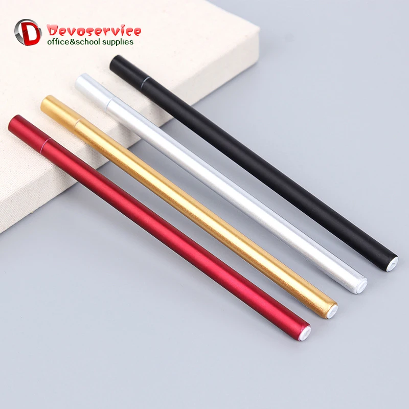 

1 PC Gold Silver Black Red Optional Minimalism Simulation Metal Gel Pen Signature Gelpen Round Neutral Pens Writing Stationery