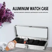 6 сетки алюминиевая коробка для хранения часов Держатель корпуса для часов дисплей ювелирных изделий