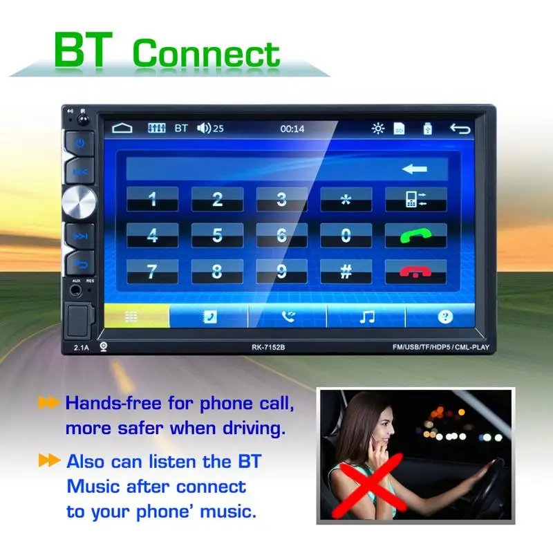 

Universal 7inch Car Bluetooth MP5 HD Player Mobile Image Mirror Rearview Video Priority FM Radio Mobile Phone Bluetooth Player