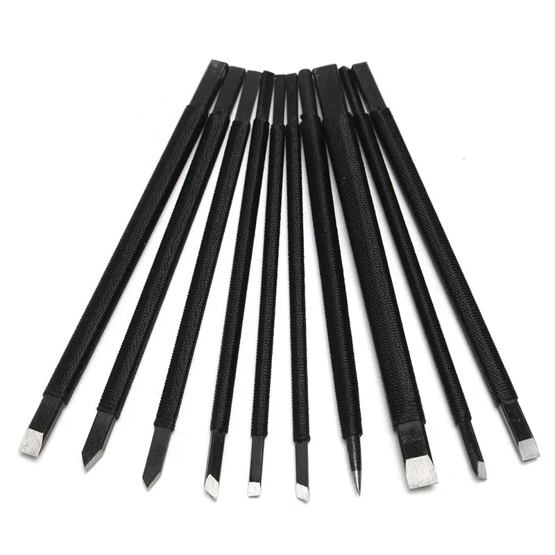 

Professional 10pc/set Black Nylon And Steel Chisel Set Stone Carving Knife Artist Woodworker Hand Tools For Shoushan Stones
