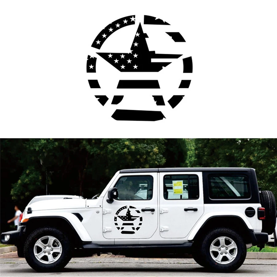 

50x50cm Car Decal Sticker Black Distressed Star Hood Decal For Jeep Wrangler