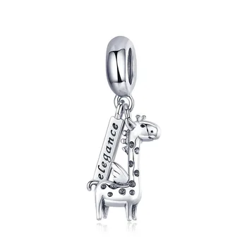 

100% 925 Sterling Silver Lovely Giraffe Animal Pendant Charms Fit Charm Bracelets & Bangles Fine Jewelry Making SCC976