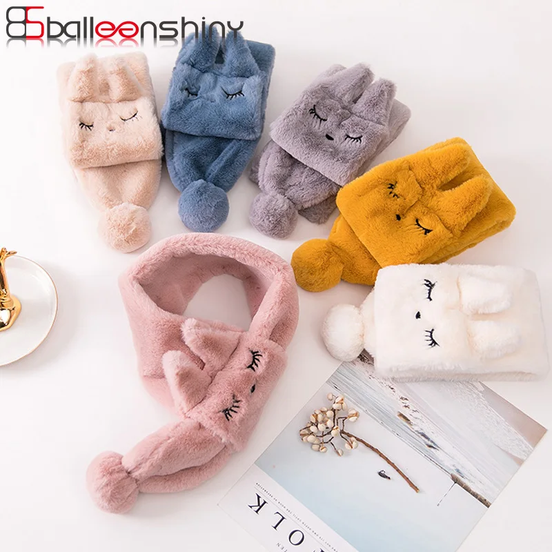 

BalleenShiny Cartoon Cute Furry Scarf Autumn Winter New Style Keep Warm Plush Baby Neckerchief Child Kids Fashion Fur Scarf Gift