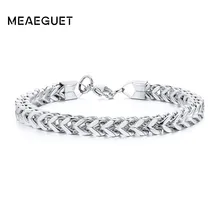 Серебряная Мужская цепочка браслет из нержавеющей стали Vegan Homme Boyfriend Guys Hand 7,6 дюйма 8,7 дюйма