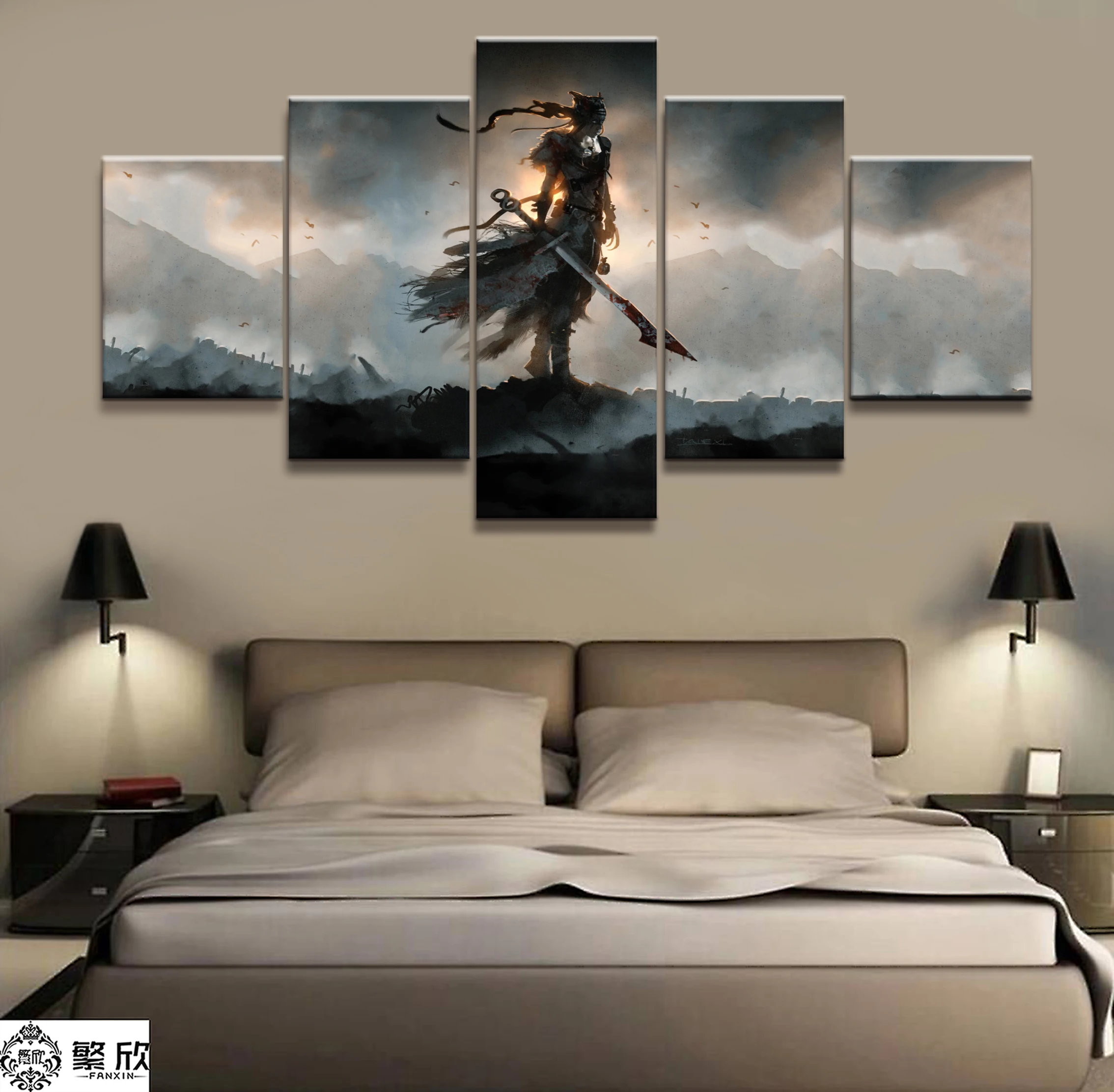 

5 Piece Hellblade: Senua's Sacrifice Game Poster Paintings on Canvas Fort Cartoon Nite Wall Pictures Decor Canvas Wholesale