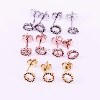 

Trendy 8Pairs New Arrival Colorful Cubic Zirconia Micro Pave Round Circle Stud Earrings For Women Jewelry Gift