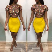 New arrive two piece set women summer dress novelty print sexy club party dress slim pencil bodycon dress two tone jersey pencil dress