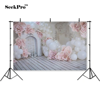 

thin vinyl wooden board flowers balloons fireplace Photo Backgrounds Printed Professional Indoor Photographic studio Backdrops