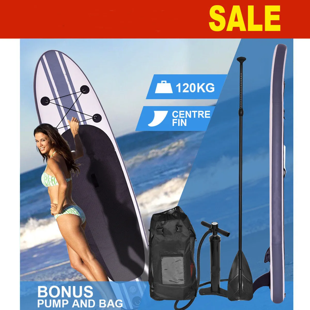 

Gofun 335 * 76 * 15cm Stand Up Paddle Surfboard Inflatable Board SUP Set Wave Riders + Pump inflatable surf board paddle boat