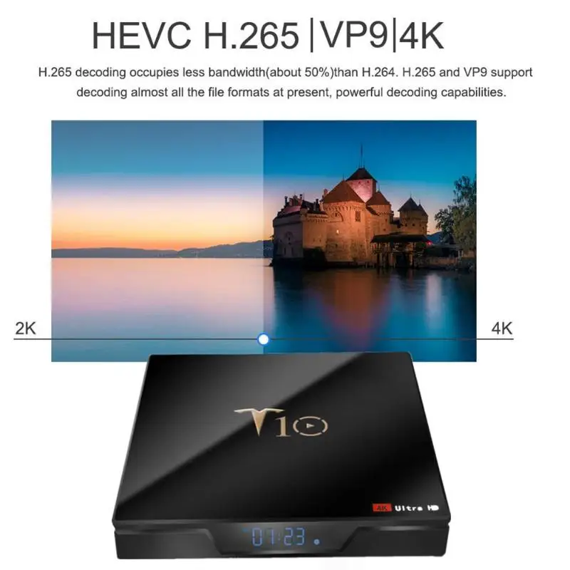 

T10 Android 7.1.2 S905W Quad Core 4K Network Player 3D 64Bit 16GB+2GB Smart TV Box Set-top Box Quad Core Media Player