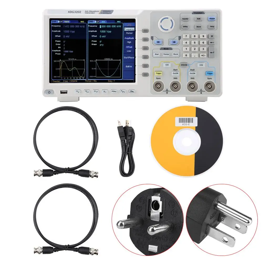 XDG3202 8 Inch LCD Digital Oscilloscope Waveform Generator 2CH 200Mhz 1