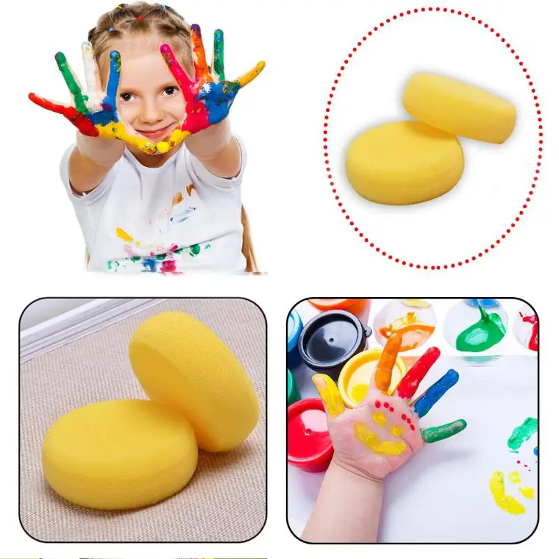 

2Pcs/set Sponge Paint Brush Toys Wooden Handle Seal Sponge Brushes Kids Children Drawing Painting Graffiti Tools School Supply