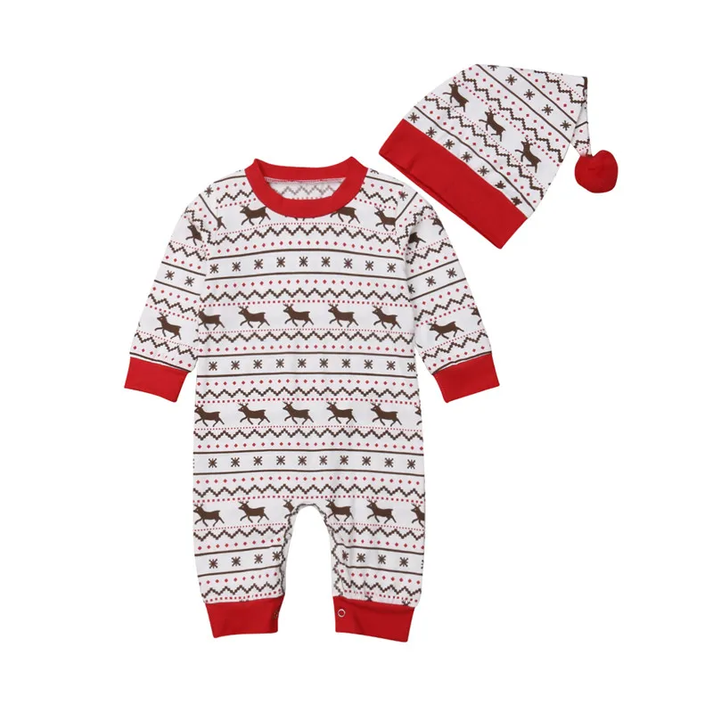 

CANIS Baby Rompers Long Sleeve Winter Christmas Newborn Kid Baby Girls Boy Jumpsuit Romper Hat Outfits Clothes Set Bebe Rompers