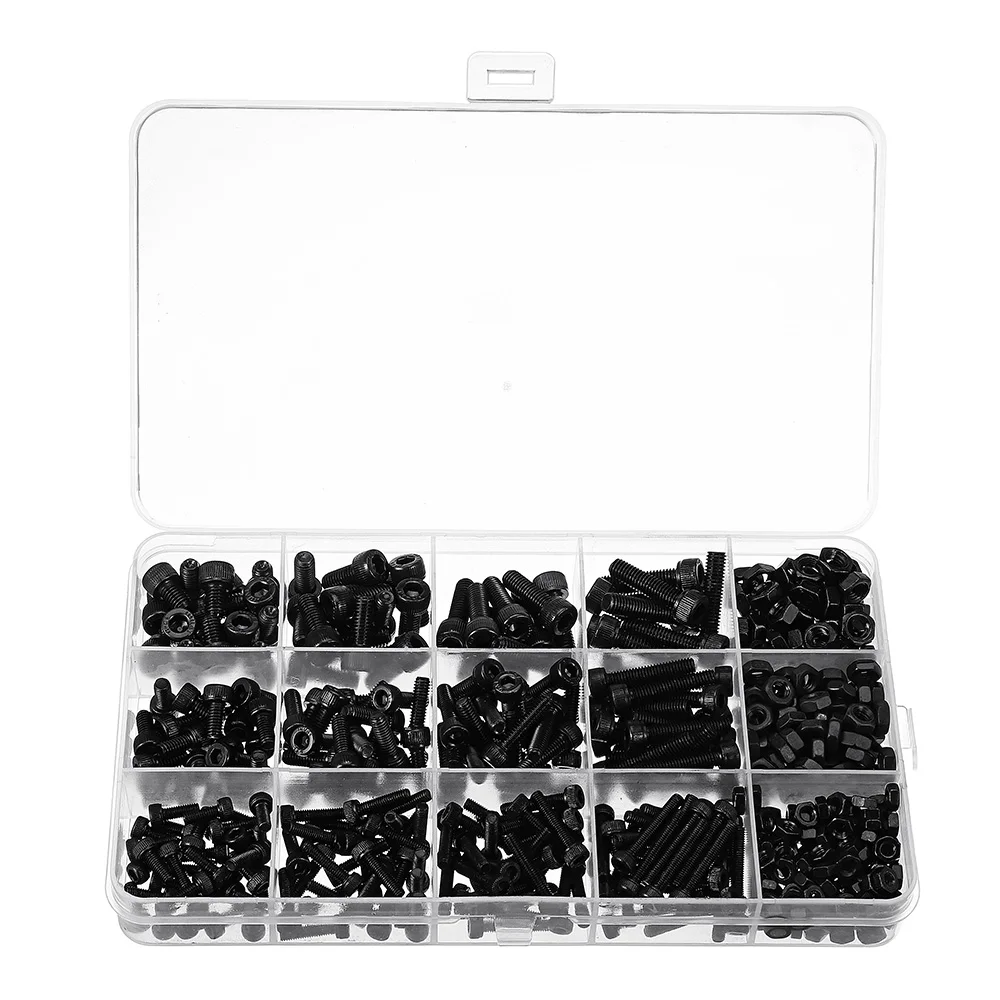 

Suleve MXCH4 500Pcs M3/M4/M5 12.9 Grade Carbon Steel Hex Socket Head Cap Screw Nuts Assortment Kit