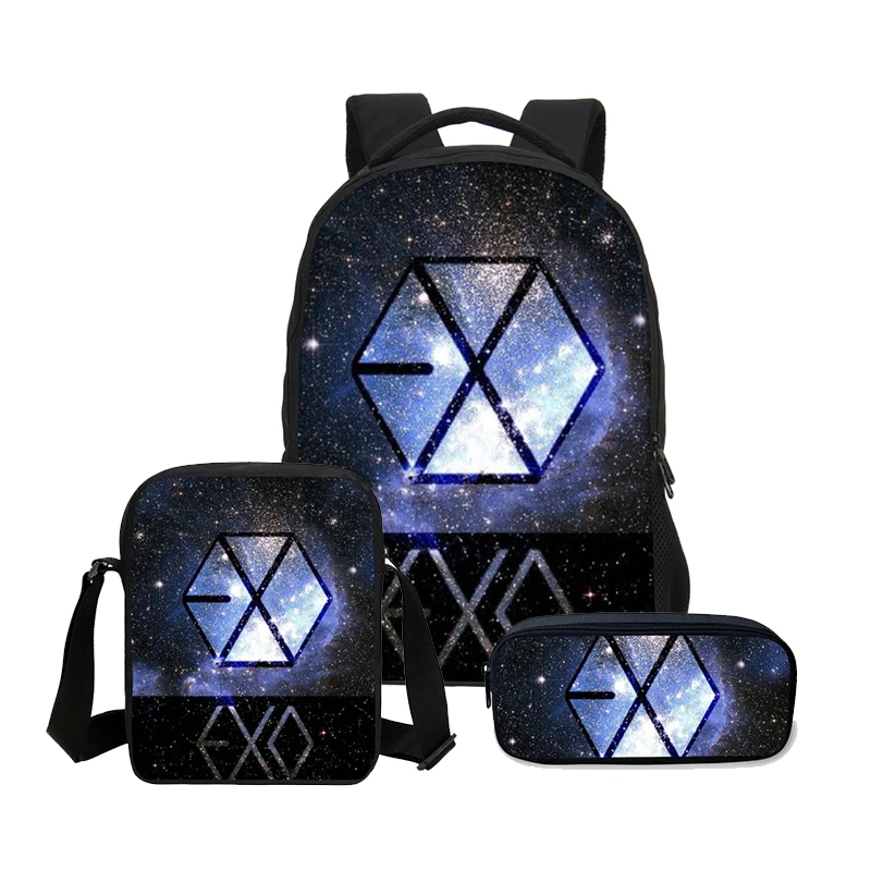 3 шт./компл. Curel холст школьная сумка EXO с буквенным принтом рюкзак Детская на плечо