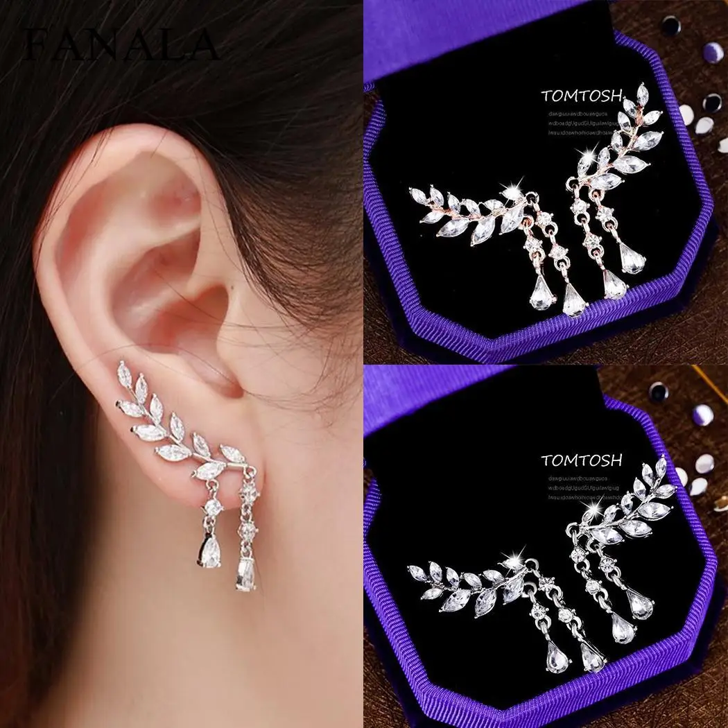 

2018 Fashion Women's Angel Wings Stud Earrings Rhinestone Inlaid Alloy Ear Jewelry Party Earring
